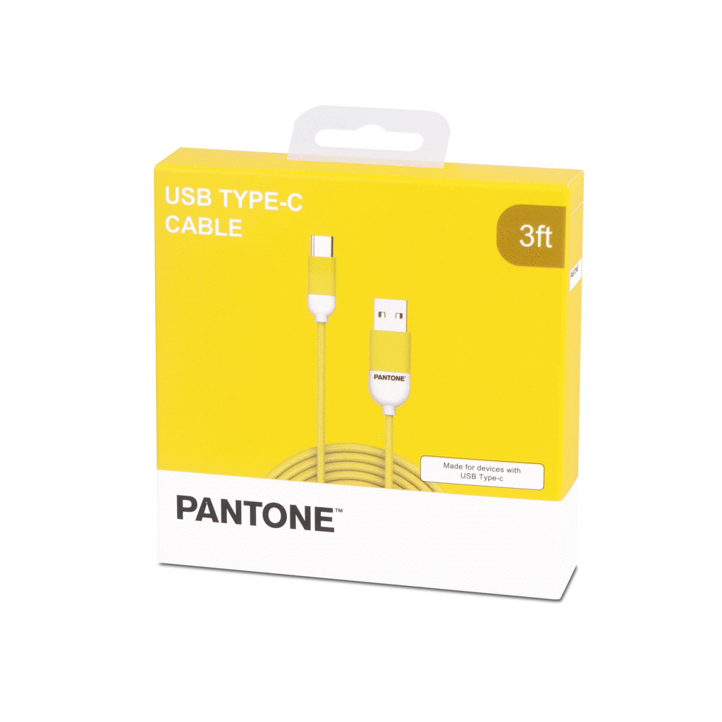 Cable De Datos Type-C Reforzado Pantone Android Auto Yellow