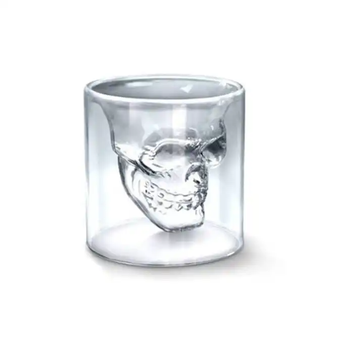 Pack de 4 Vasos para Whiskey Calavera Maya 150ML Doble Fondo