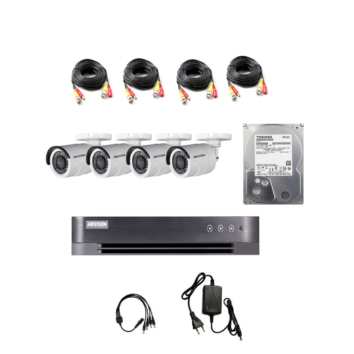 KIT DVR 4 Camaras de Seguridad HD Hikvision 1TB Full Pack