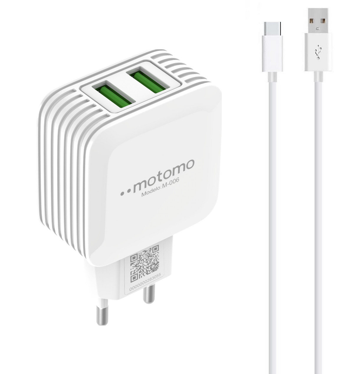 Cargador Motomo Dual USB 12W con Cable Tipo C de 1m SEC