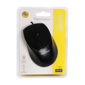 Mouse USB Alámbrico Tecmaster 1600 DPI Black M0360