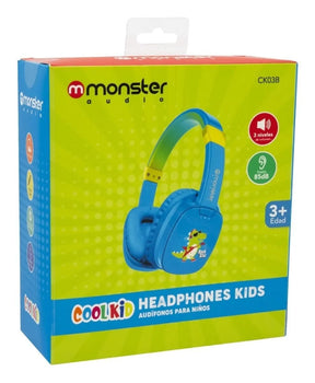 Audifono Dinosaurio para Niños Monster Cool Kids Ck03B Azul