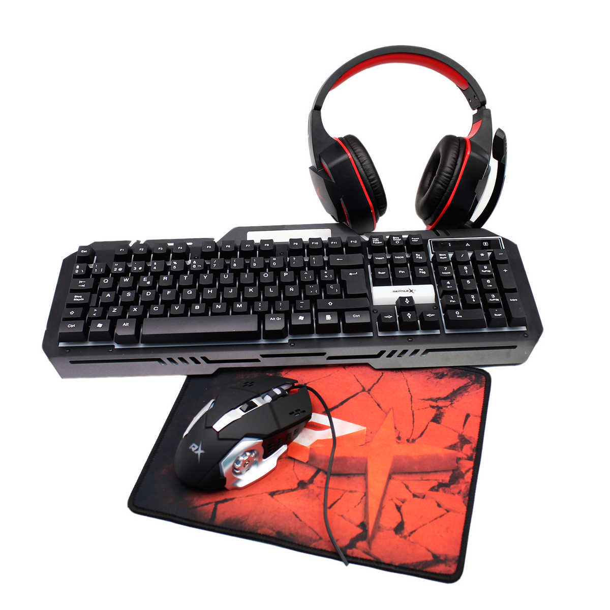 Kit Gamer 4 en 1 Mouse Teclado PAD Audifonos Reptilex RX0042