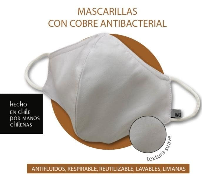 Mascarilla Facial Reutilizable De Cobre  Blanco Talla S