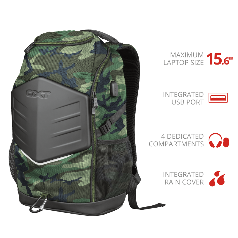 Mochila Gamer Trust Outlaw Lackpack Camo Gxt 1255