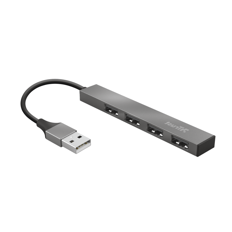 Hub Usb Trust Halyx 4 Puertos Usb 2.0 Flat Aluminium High Speed