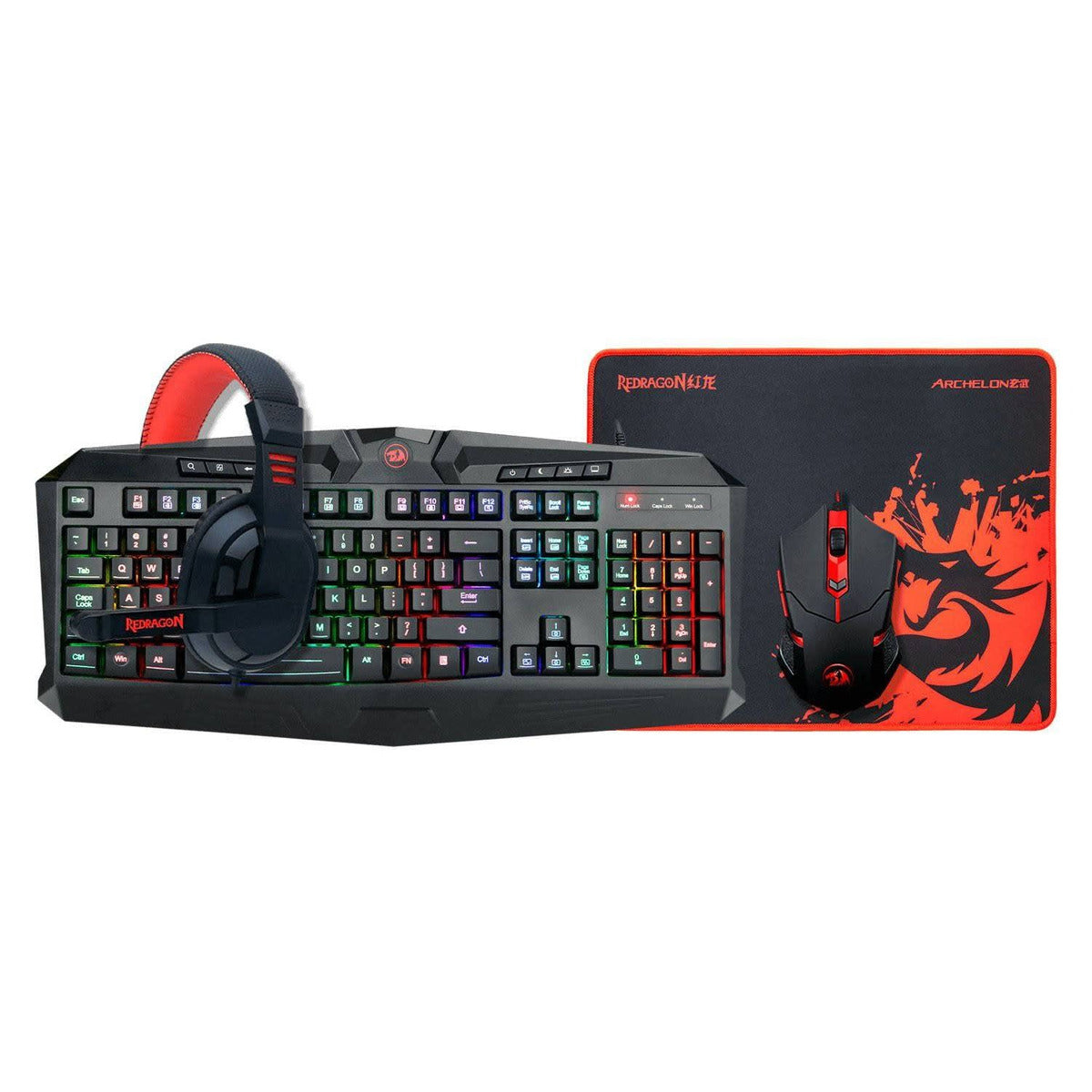 Kit Gamer Redragon Essentials 101 Mouse Teclado Audifono Pad