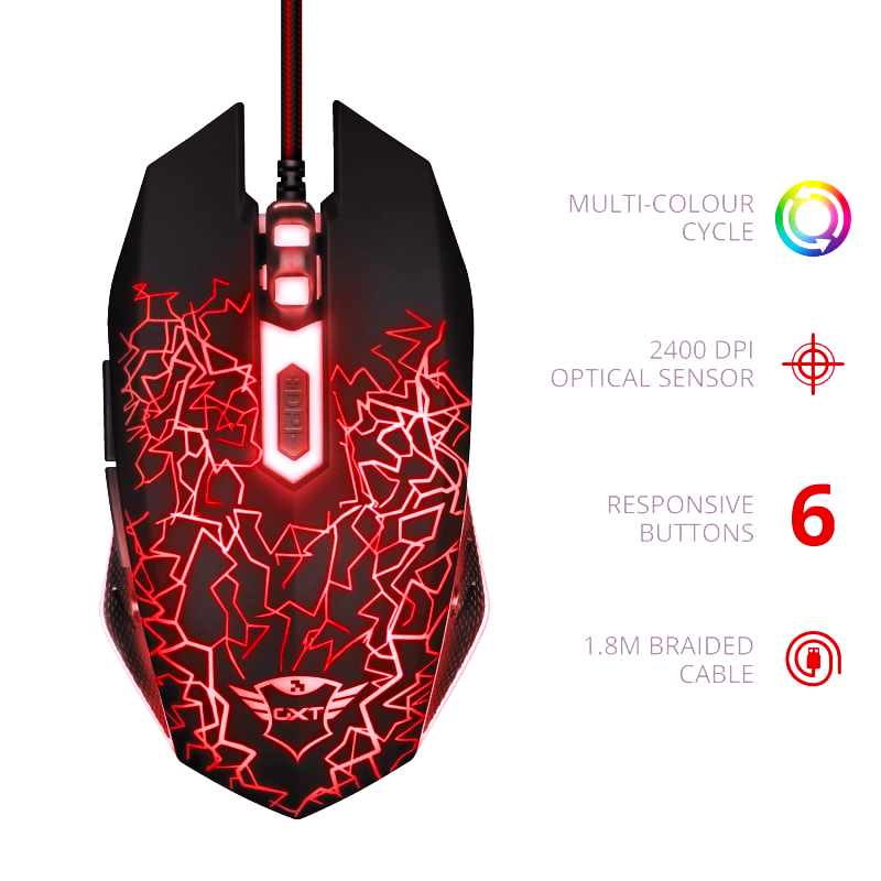 Mouse Gamer Ambidiestro Trust Gxt 105 Izza Full Retroiluminado