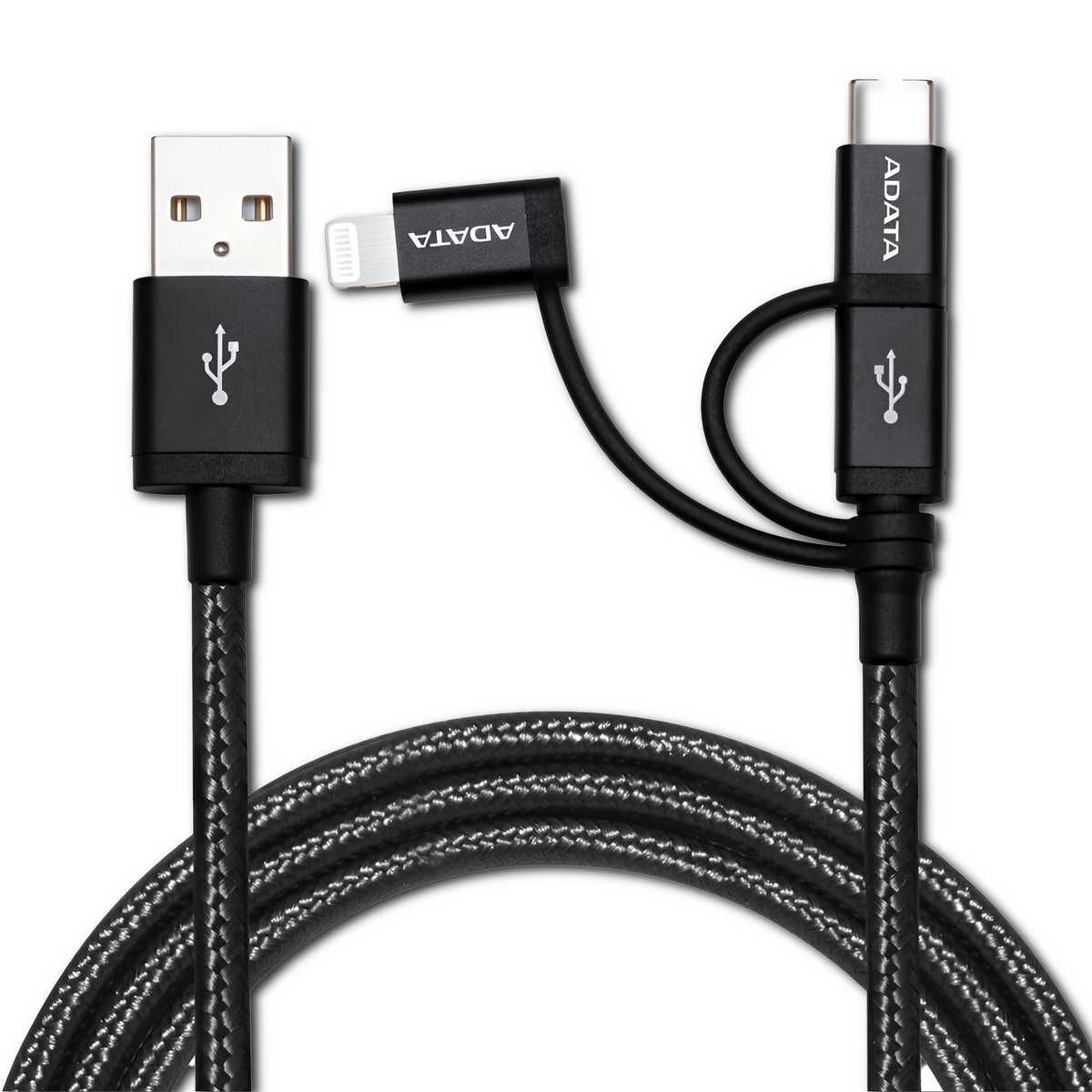 Cable USB ADATA (3en1)  USB-C + Micro USB + Lightning MFI 1M