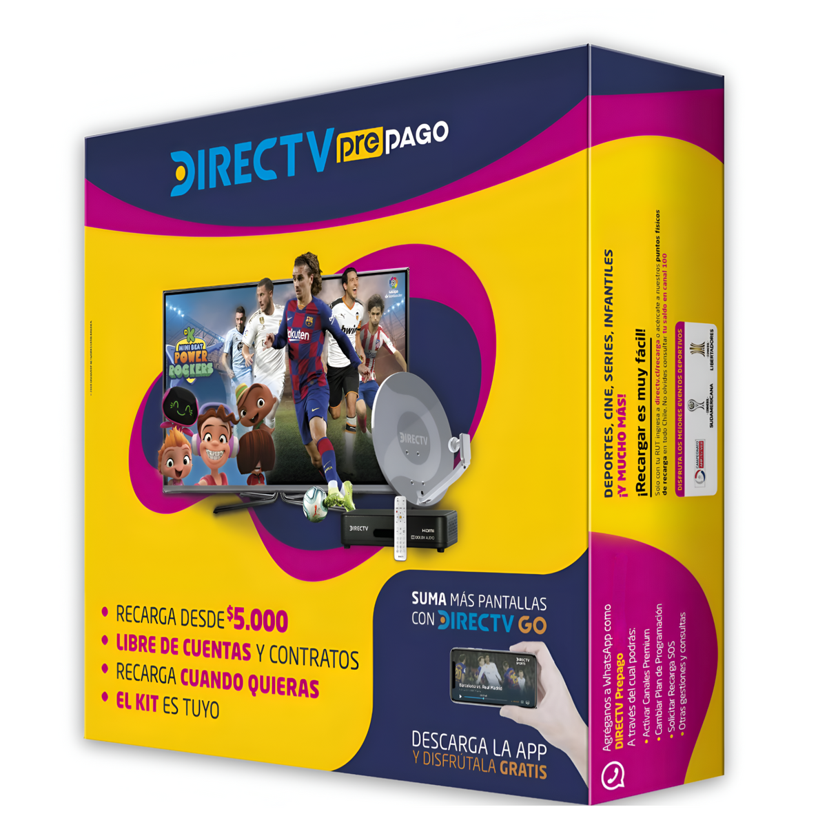 Antena DirecTV Prepago Satelital HD Kit FULL + 2 Directv GO