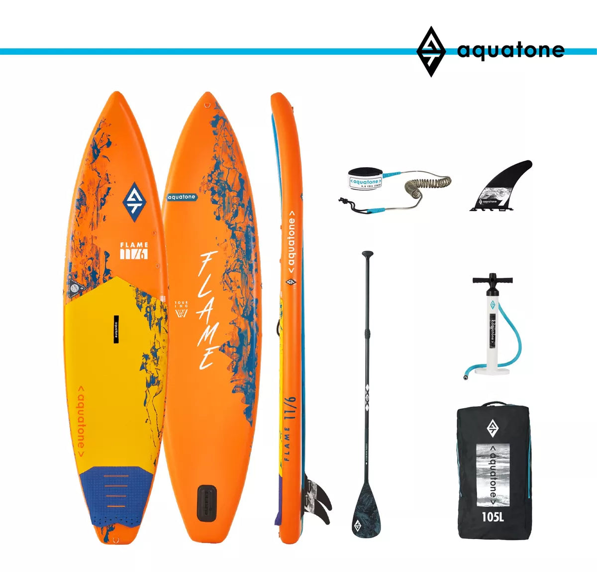 FULL KIT Stand Up Paddle Aquatone 11,6 Flame Touring SUP PRO