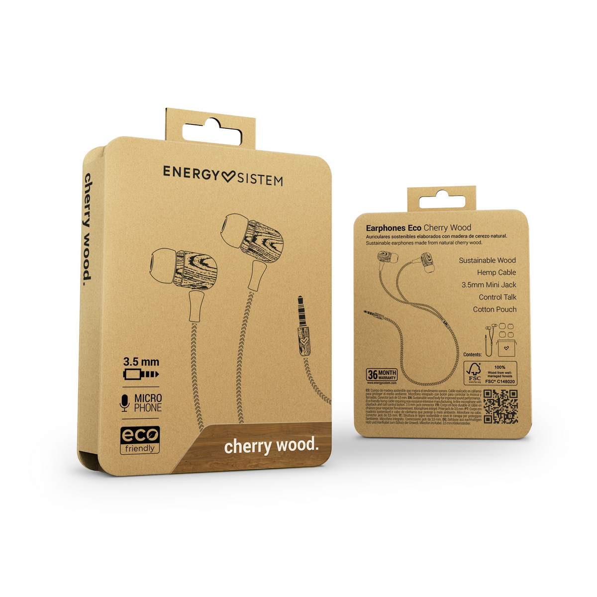 Audífonos de Madera Energy Sistem ECO Cherry Wood Jack 3.5mm