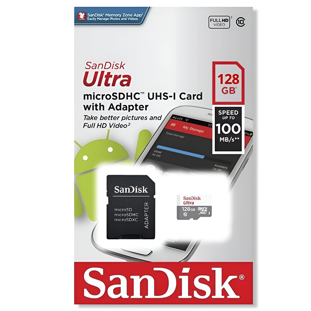 Memoria Micro SD Sandisk 128 GB 100Mbps Clase 10 Deluxe