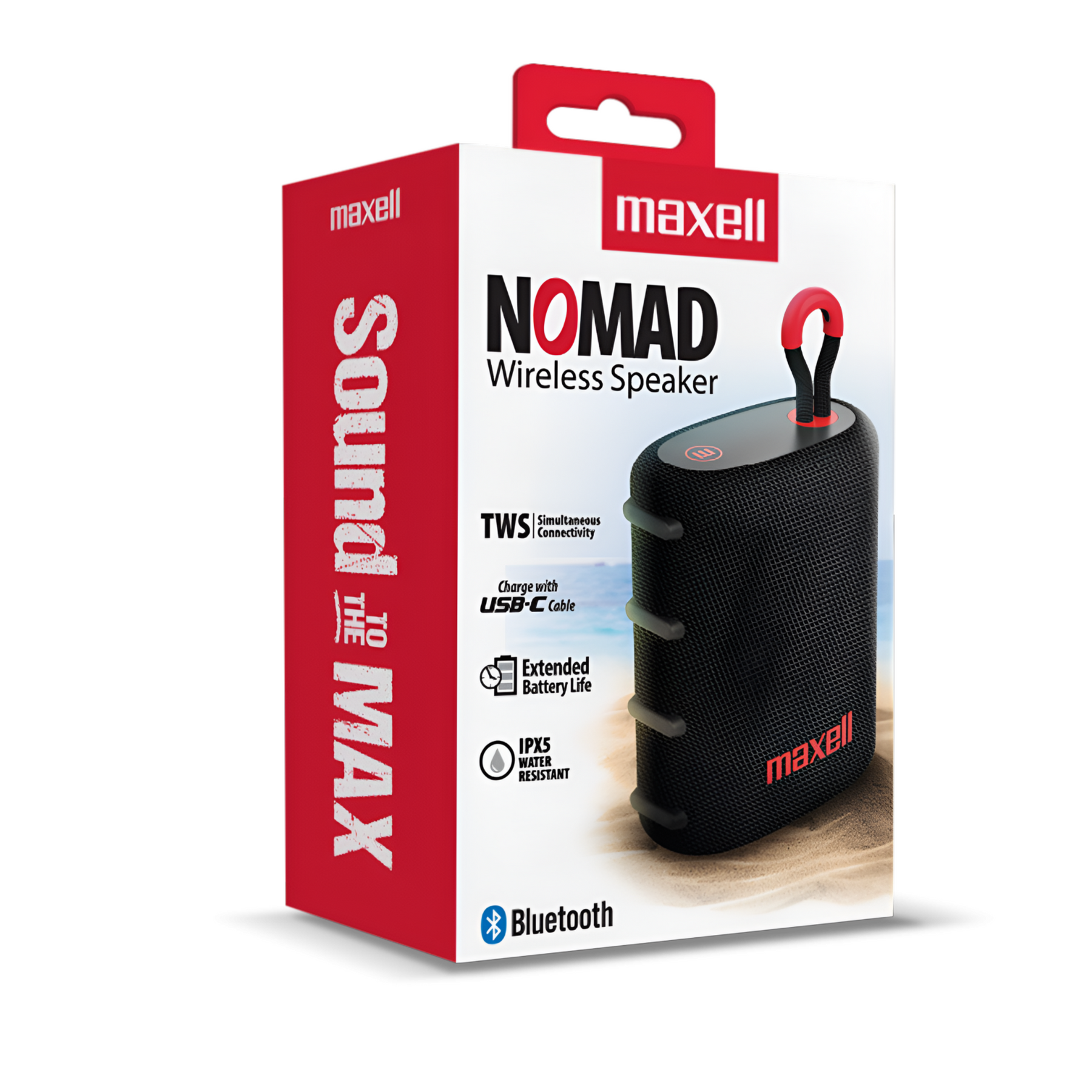 Parlante Portatil Maxell Water Resistant IPX5 Nomad Black 5W