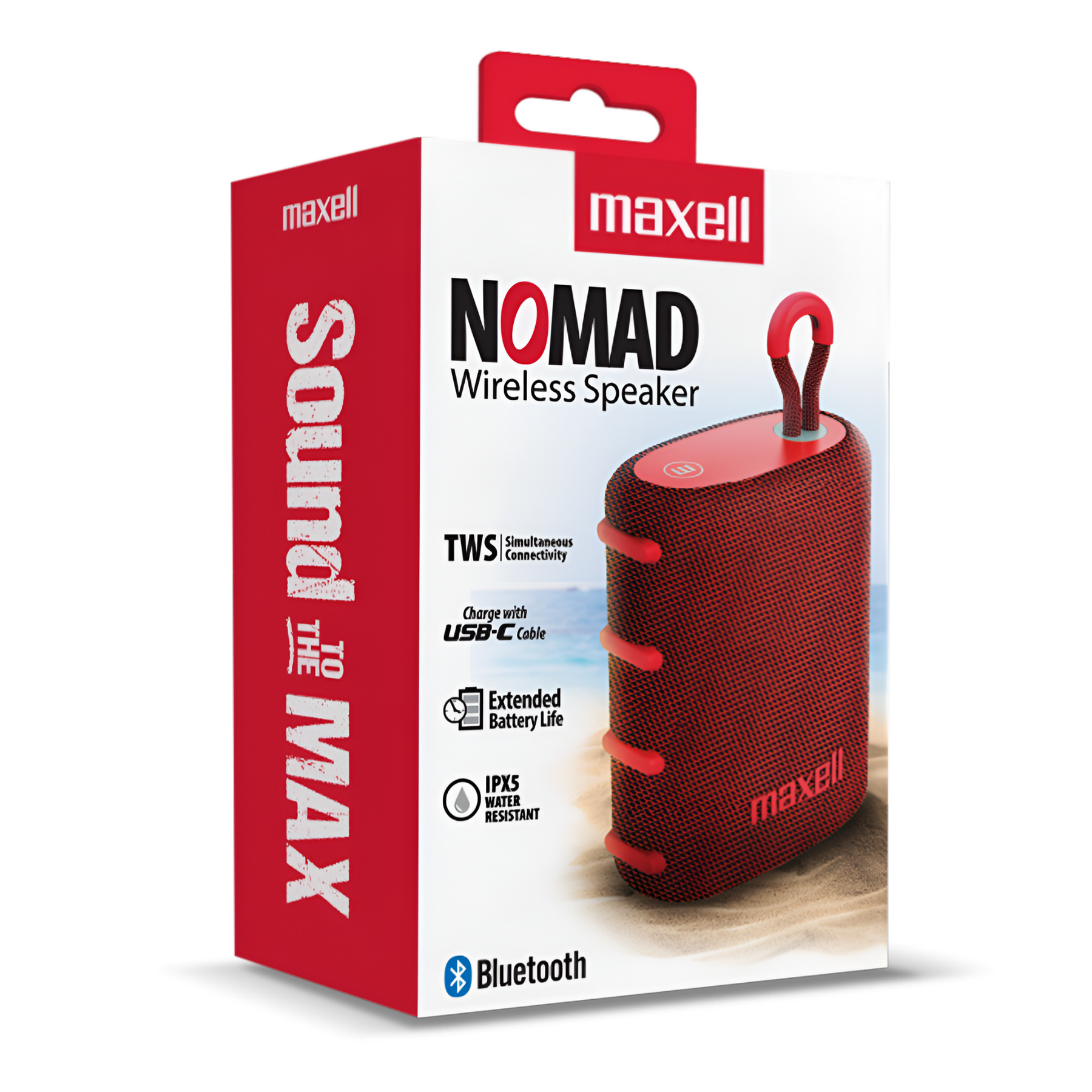 Parlante Portatil Maxell Water Resistant IPX5 Nomad Rojo 5W