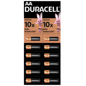 Pack 12 Pilas Duracell AA Alcalina 1.5 V de Larga Duración