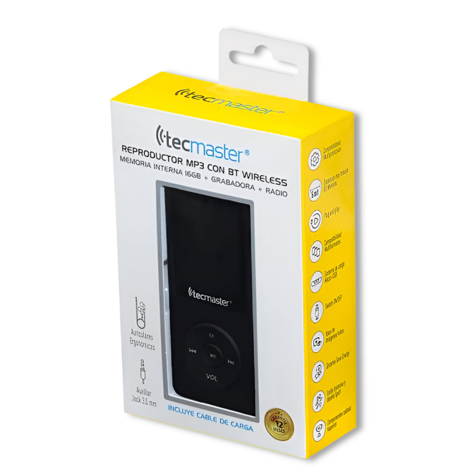 Reproductor MP3 16GB Bluetooth 5.0 Tecmaster TM-300523 Negro