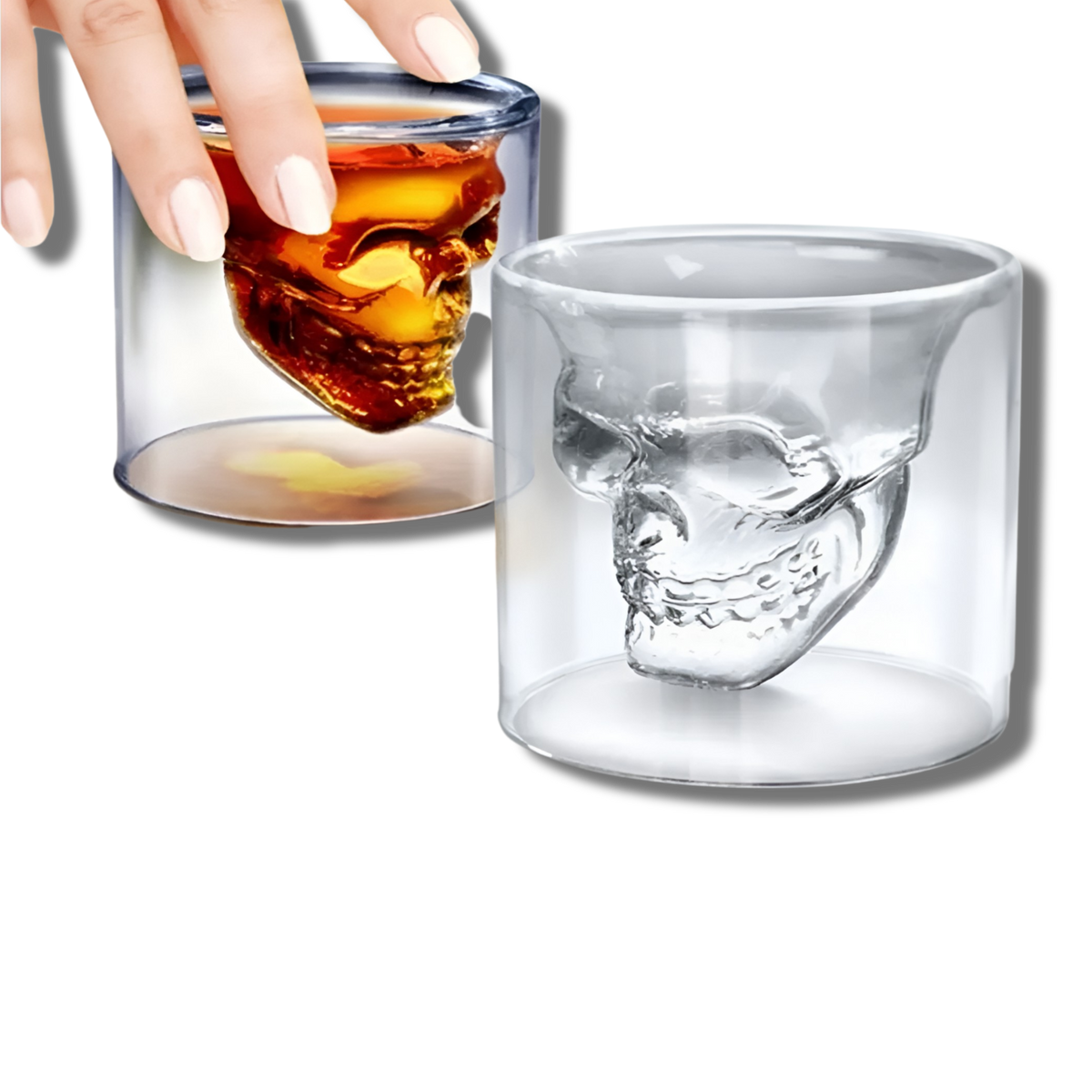 Pack de 8 Vasos para Whiskey Calavera Maya 150ML Doble Fondo