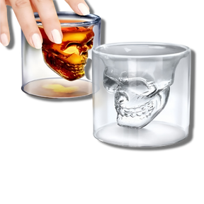 Pack de 4 Vasos para Whiskey Calavera Maya 150ML Doble Fondo