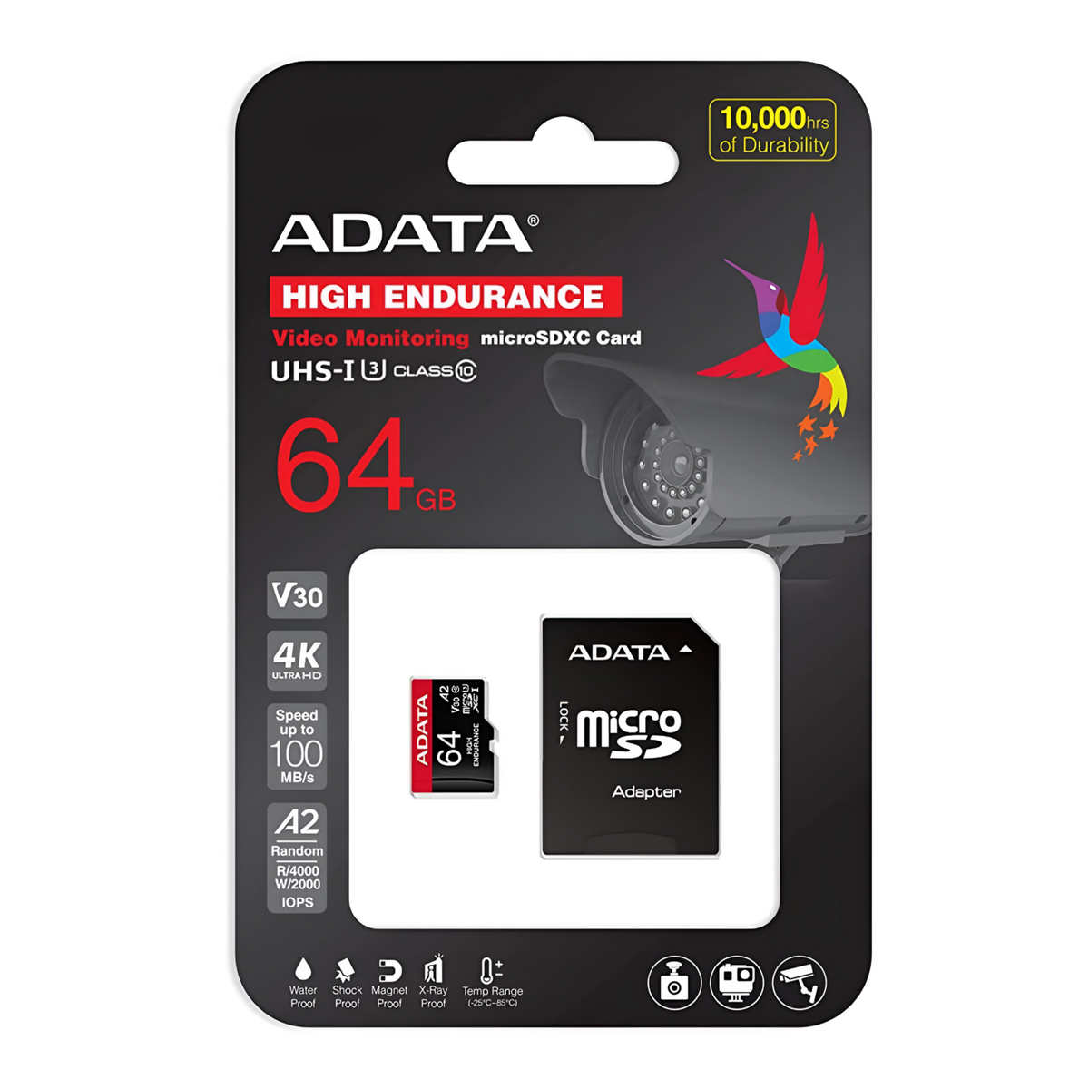 Memoria Micro SD Adata 64GB Clase 10 para 4K High Endurance