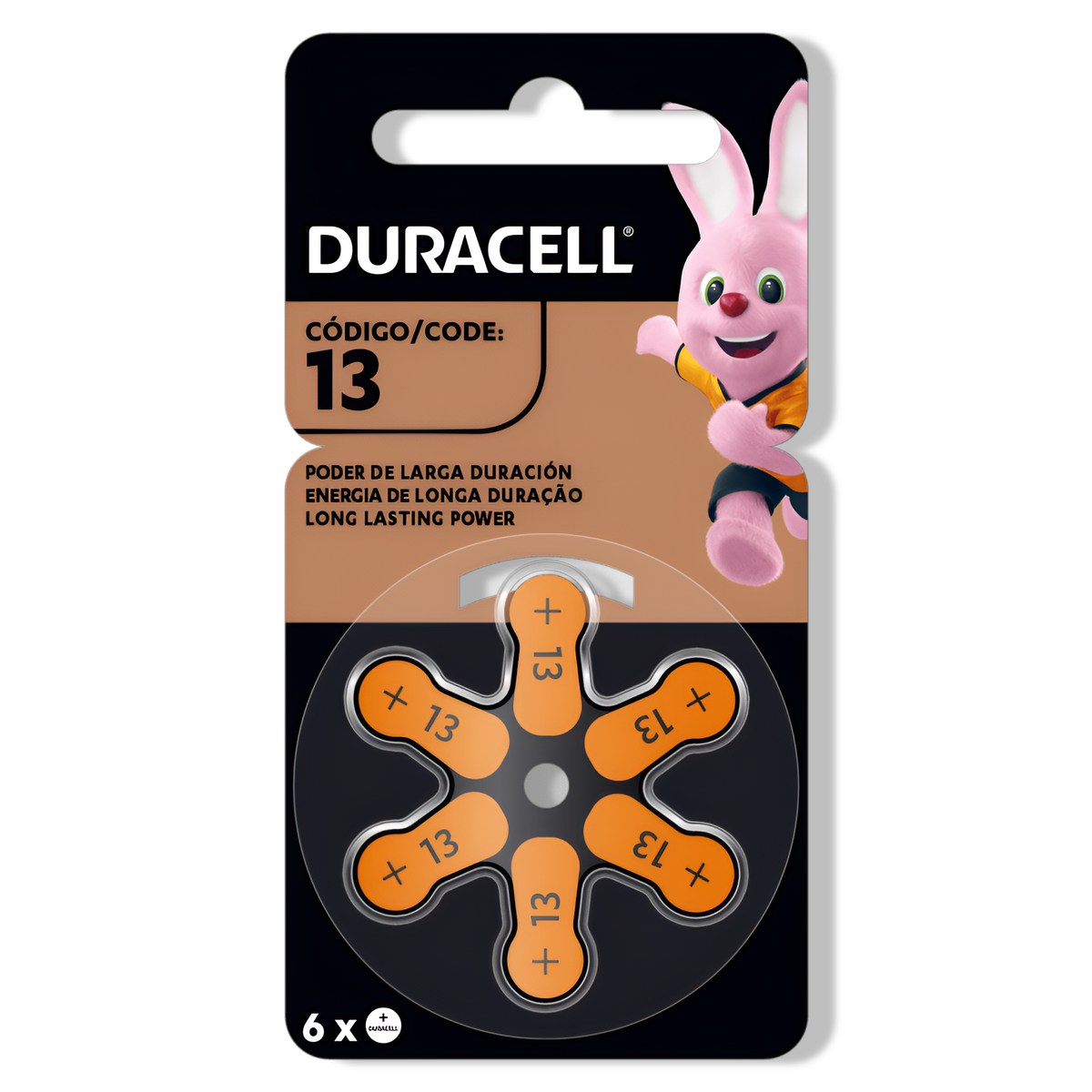 Pila Duracell 13 de Audiología de Larga Duración (Pack de 6)