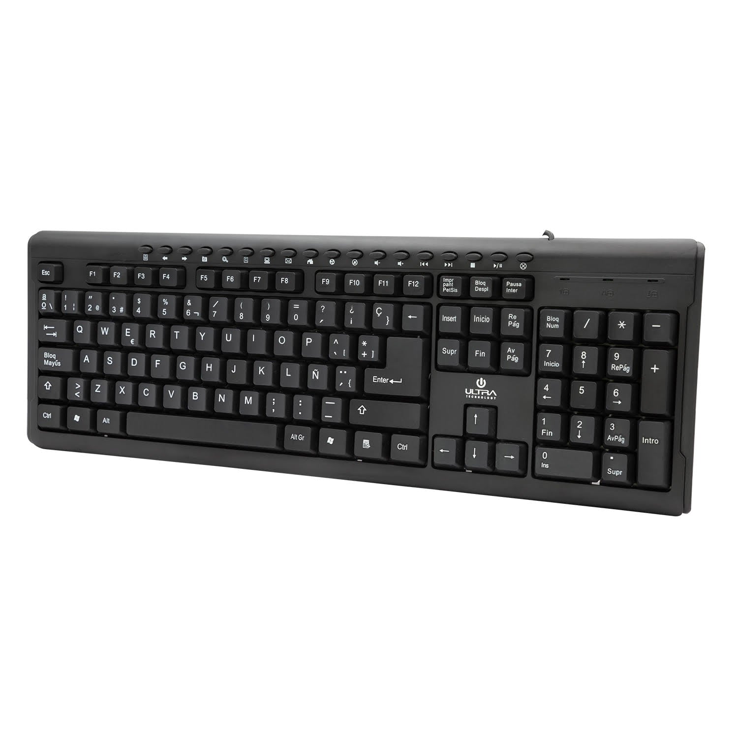 Teclado USB Español con 15 Teclas Multimedia Ultra UT-K110U