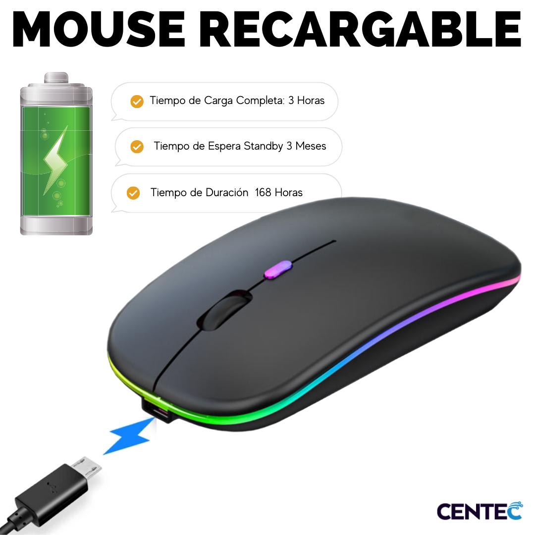 Mouse Inalámbrico Dual Bluetooth + USB 2G Recargable RGB BK